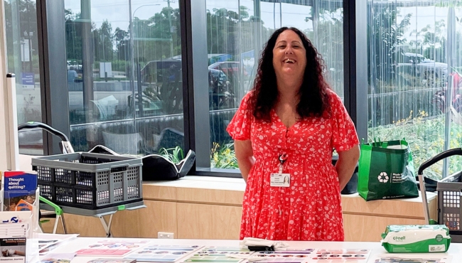 Denise Hughes at a quit smoking stall inside the Tweed Valley Hospital