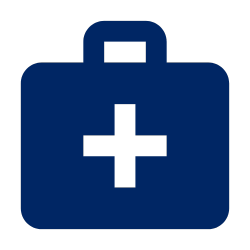 Briefcase with cross on the side icon