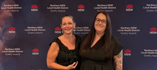Photo of 2 women, winners for the award for Excellence in Mental Health, Alcohol and Other Drugs