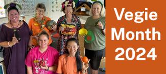 Teachers dressed up as vegetables to celebrate Vegie Month 2024